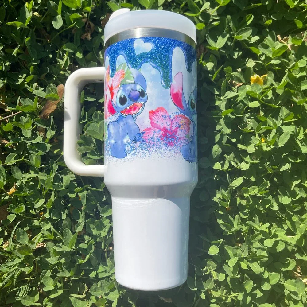 Custom 40 oz Tumbler Disney Lilo & Stitch Double-wall vacuum insulation …